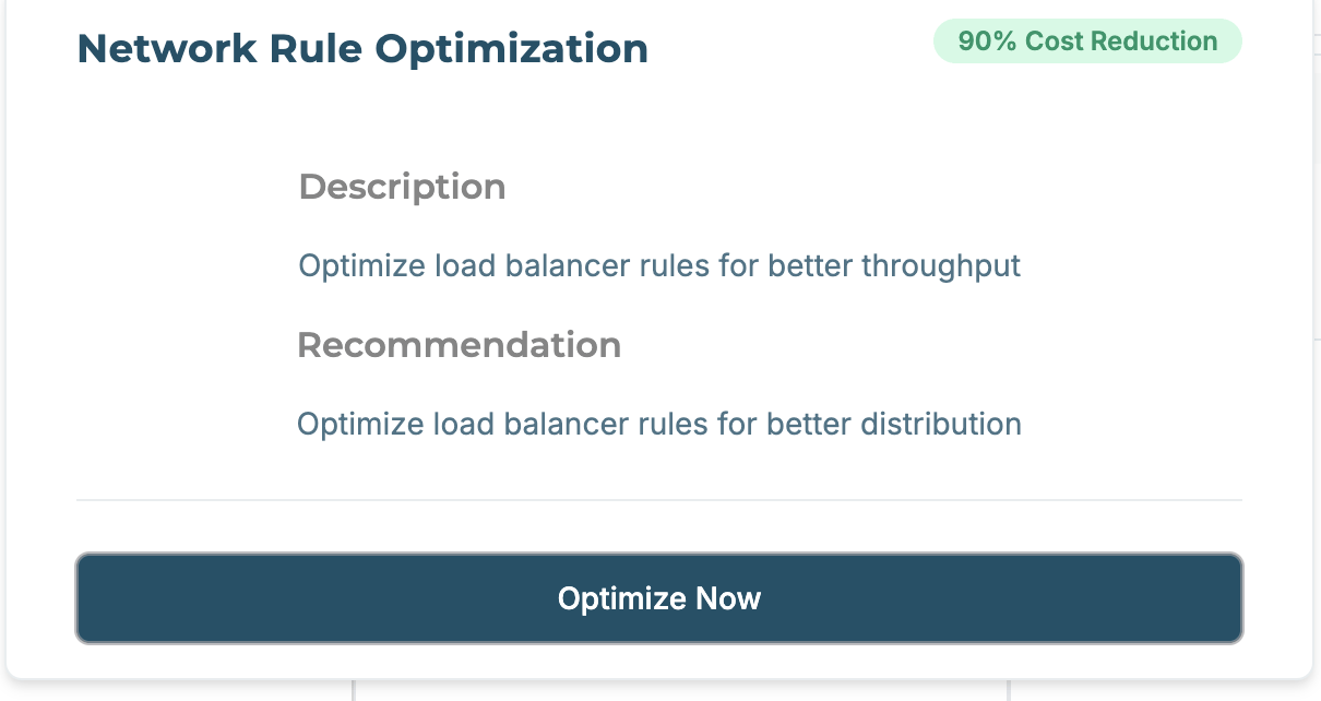 Eine Optimierungsempfehlung im Produkt — 90 % Kostenreduktion bei Load-Balancer-Regeln, einen Klick entfernt